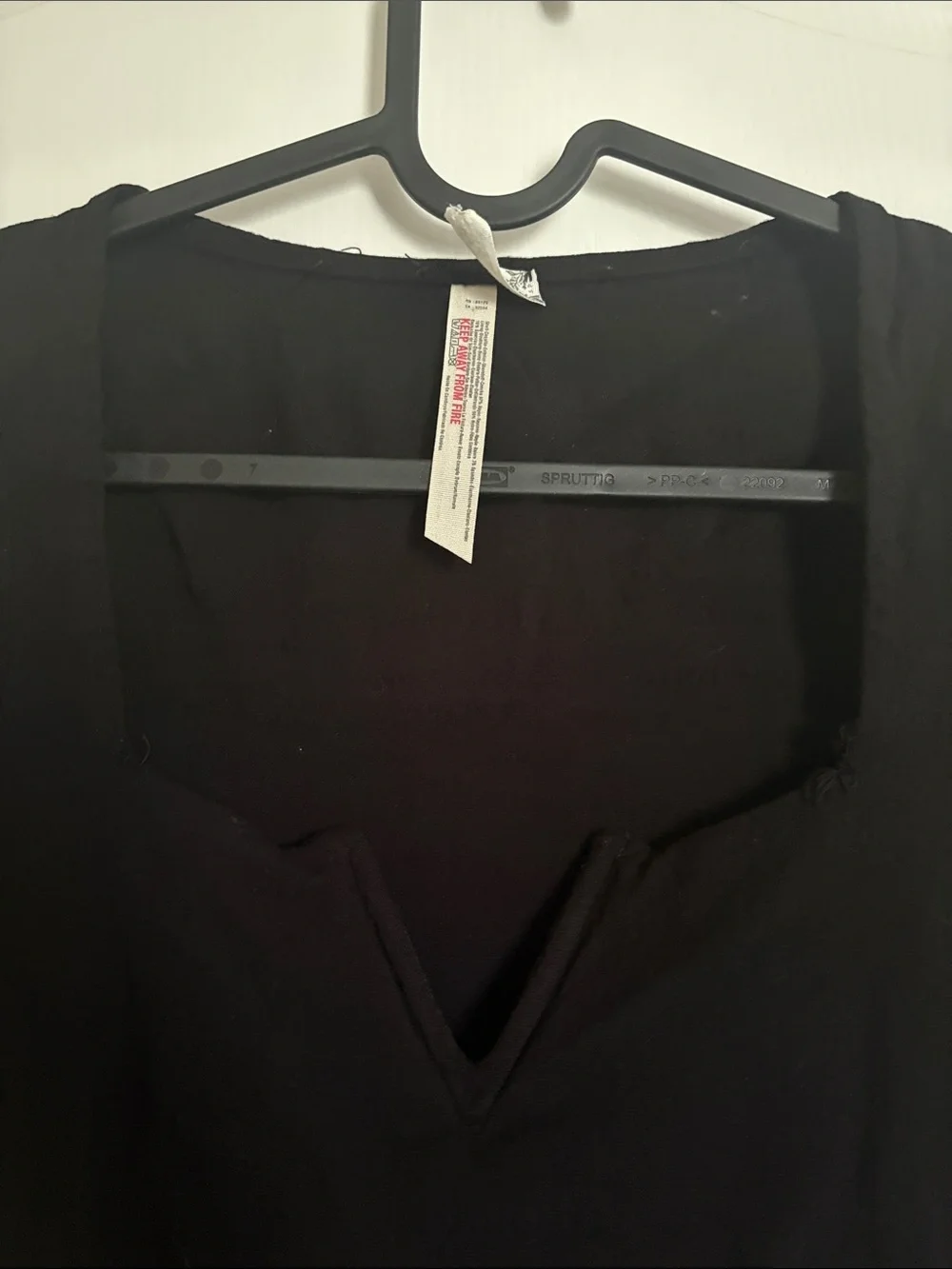 Free People Black Long Sleeve Square Neck Deep V Bodysuit